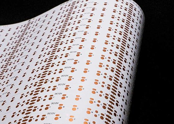 Tavola di circuito a strisce a LED flessibile su misura con pellicola bianca a doppio lato e trattamento superficiale in oro OSP/immersione